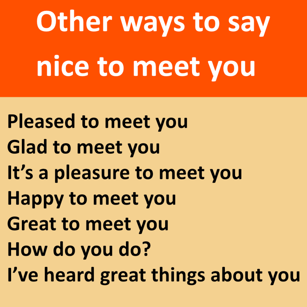 Other ways to say nice to meet you