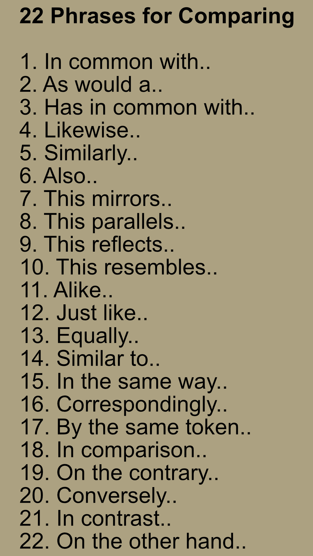 Phrases for Comparing